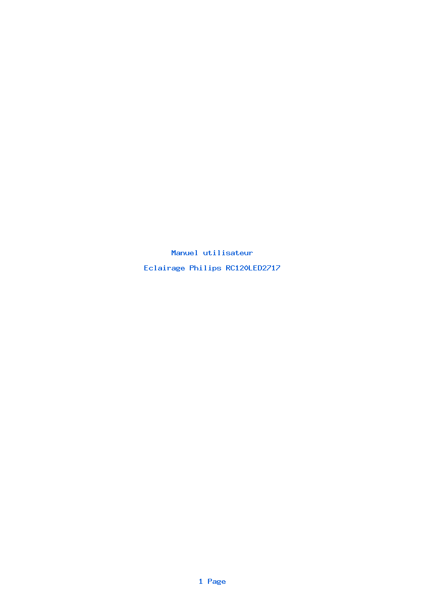 Page 1 de la notice Manuel utilisateur Philips RC120LED2717