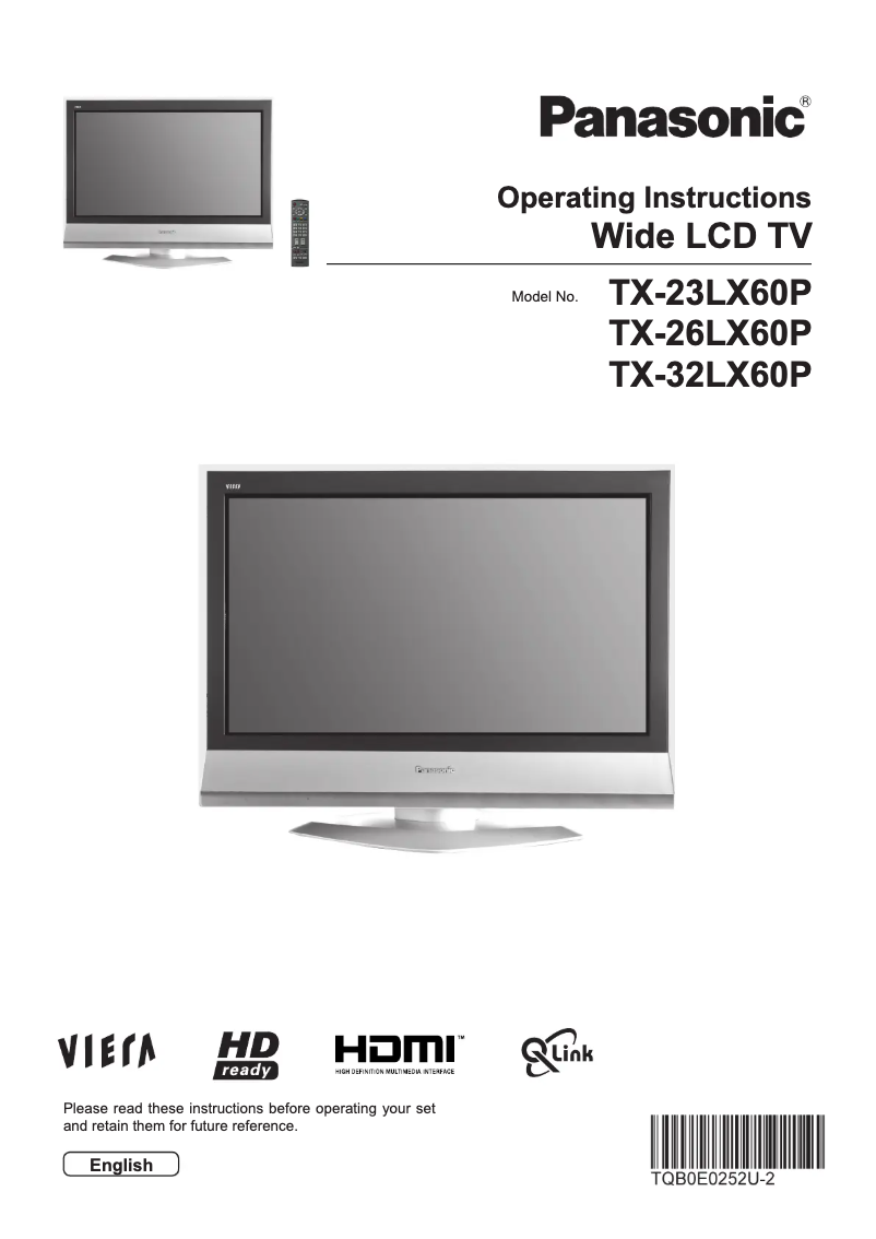 Page 1 of the manual User Manual Panasonic Viera TX-26LX60P