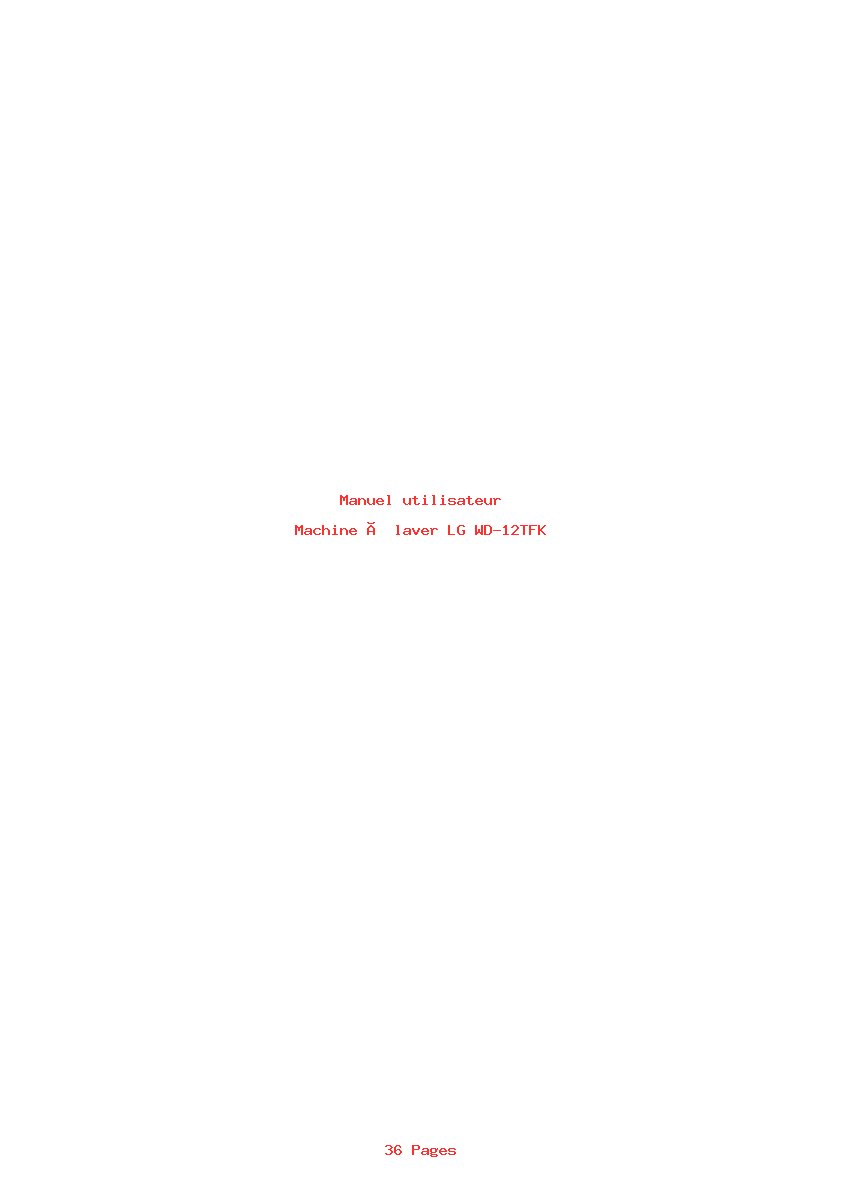 Page 1 de la notice Manuel utilisateur LG WD-12TFK