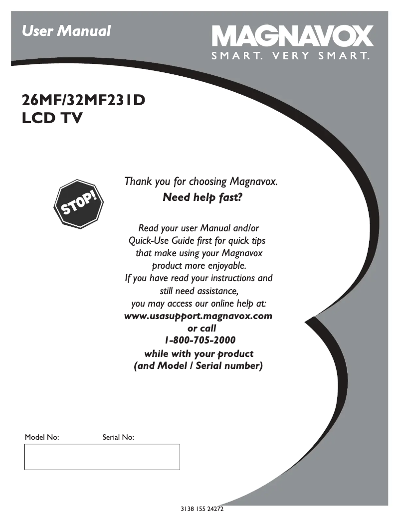 Page 1 of the manual User Manual Philips 26MF231D