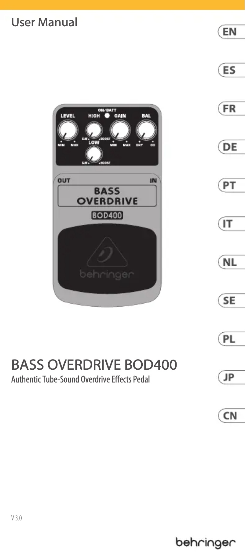 Página 1 del manual Manual de usuario Behringer Bass Overdrive BOD400