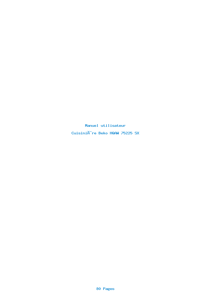 Page 1 de la notice Manuel utilisateur Beko HQAW 75225 SX
