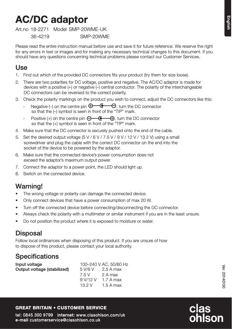 Page 1 de la notice Manuel utilisateur Vanson SMP-20WME