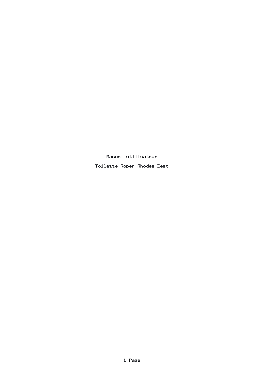 Page 1 de la notice Manuel utilisateur Roper Rhodes Zest