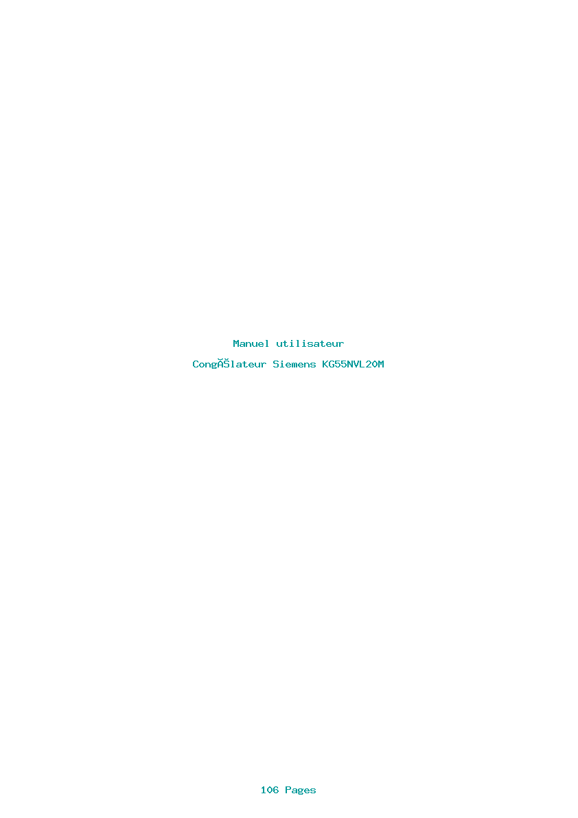 Page 1 de la notice Manuel utilisateur Siemens KG55NVL20M