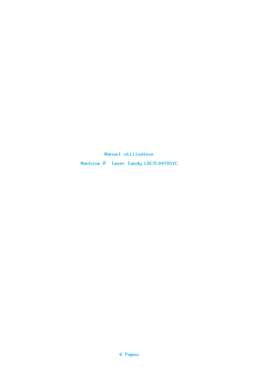 Page 1 de la notice Manuel utilisateur Candy LBCTL84TVSYC