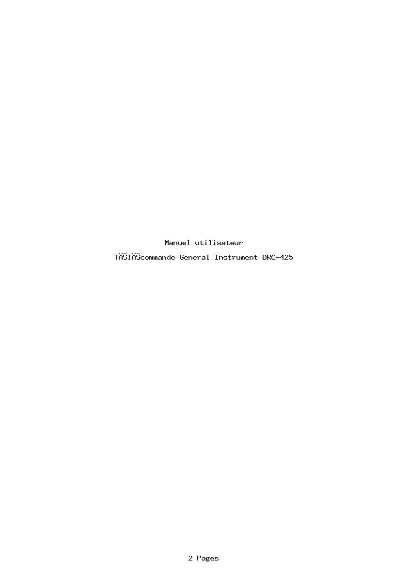Page 1 de la notice Manuel utilisateur General Instrument DRC-425