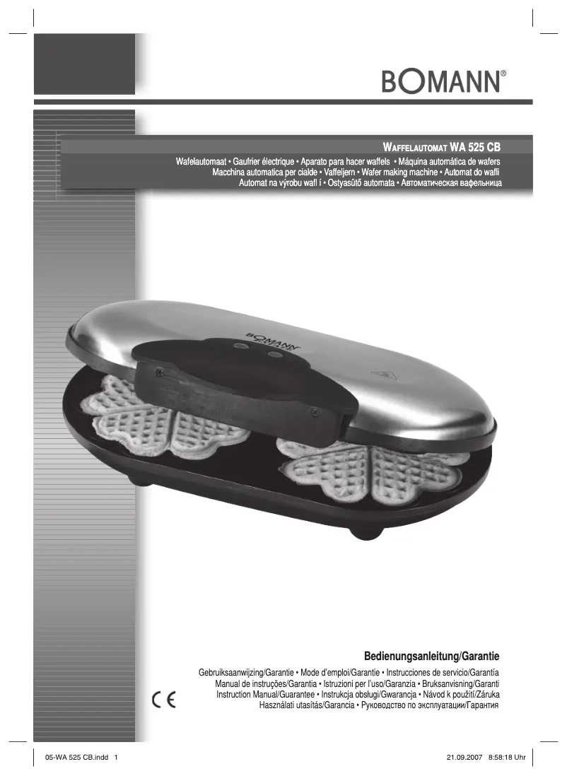Page 1 de la notice Manuel utilisateur Bomann WA 525 CB
