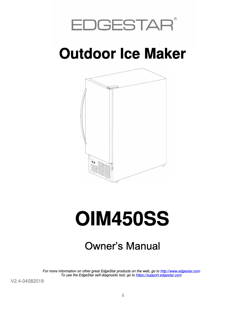 Page 1 de la notice Guide d'installation EdgeStar OIM450SS