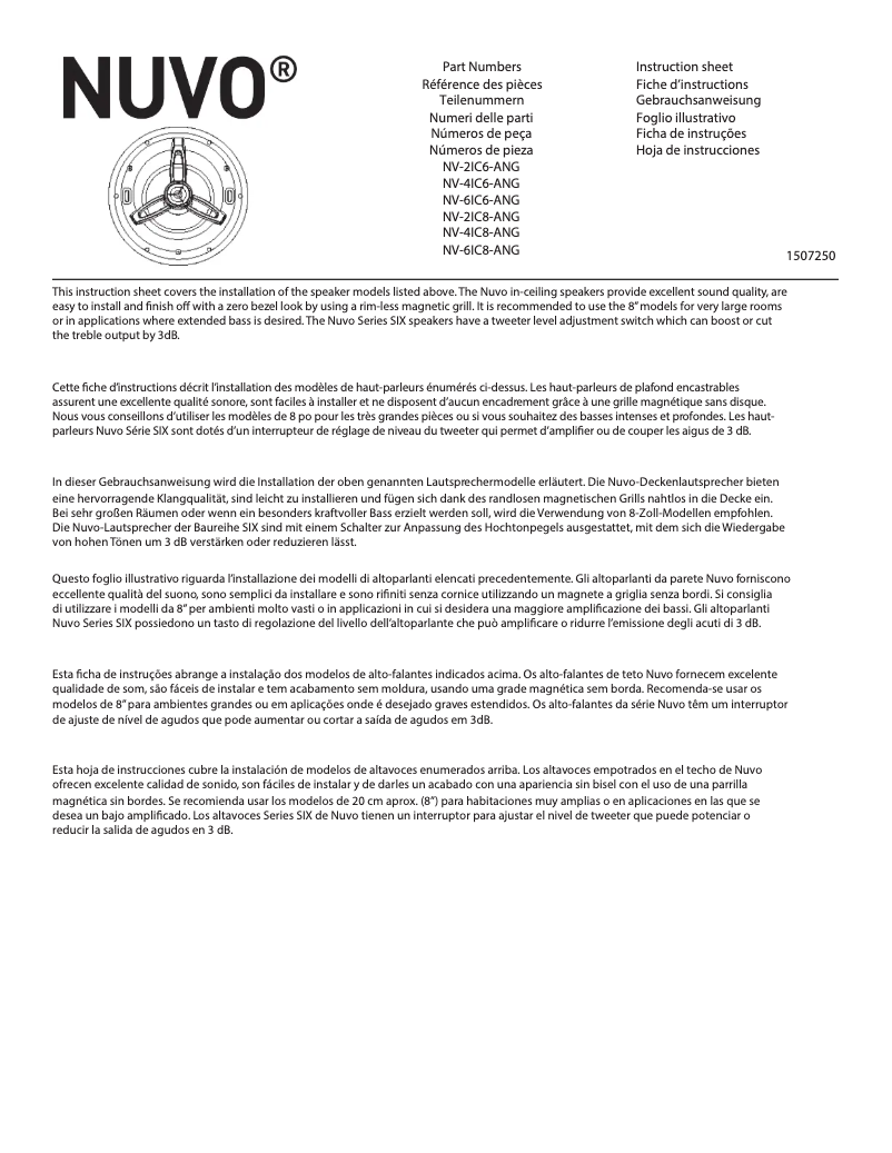 Page 1 de la notice Manuel utilisateur NUVO NV-2IC-8ANG