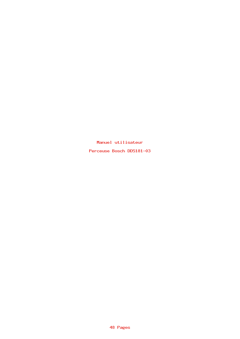 Page 1 de la notice Manuel utilisateur Bosch DDS181-03