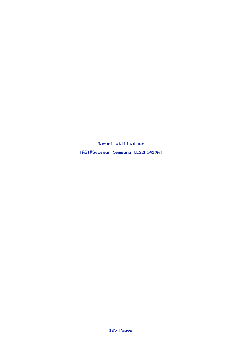 Page 1 de la notice Manuel utilisateur Samsung UE22F5410AW