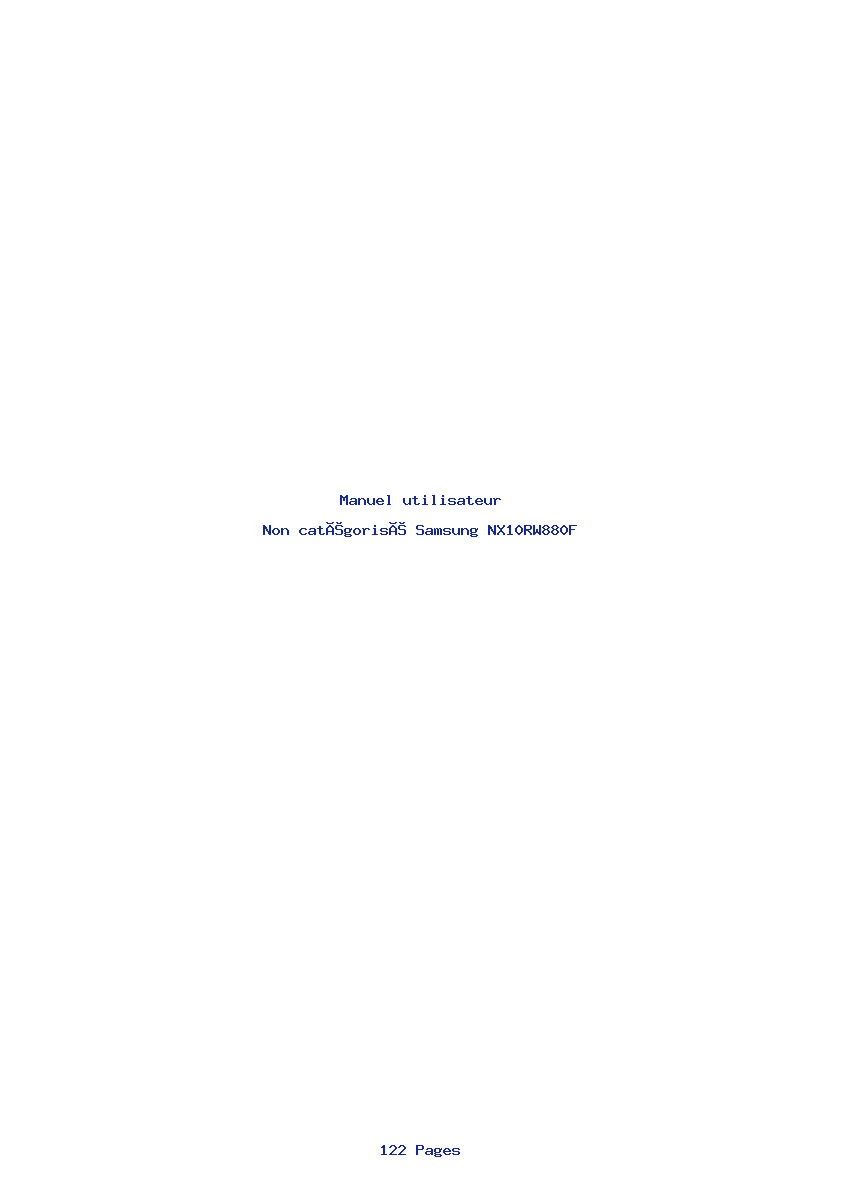 Page 1 de la notice Manuel utilisateur Samsung NX10RW880F