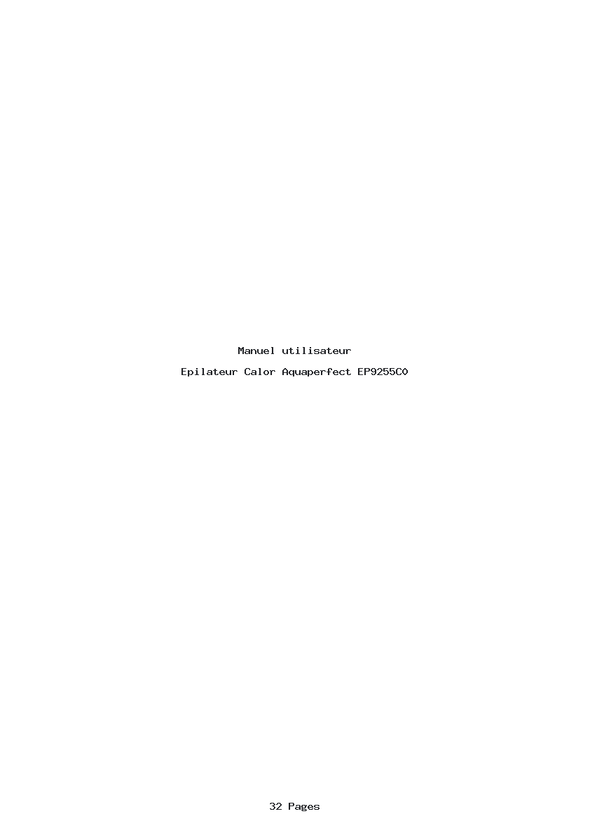 Page 1 de la notice Manuel utilisateur Calor Aquaperfect EP9255C0