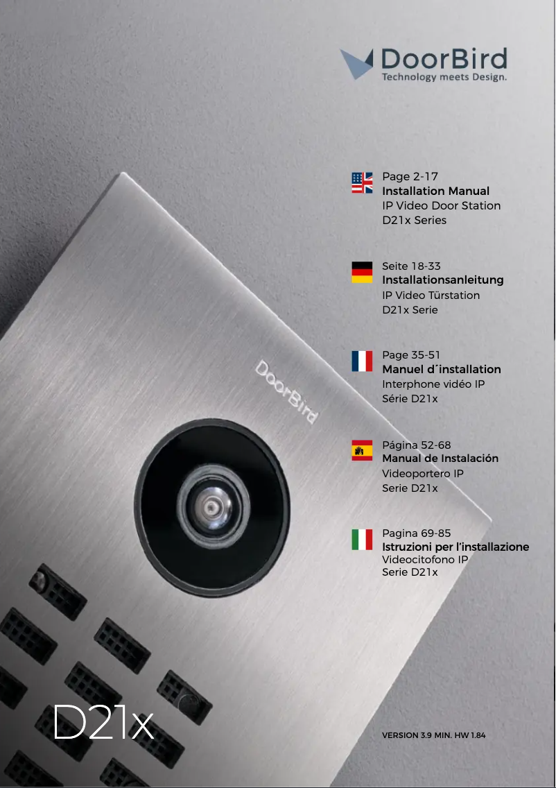 Page 1 of the manual User Manual DoorBird D21x