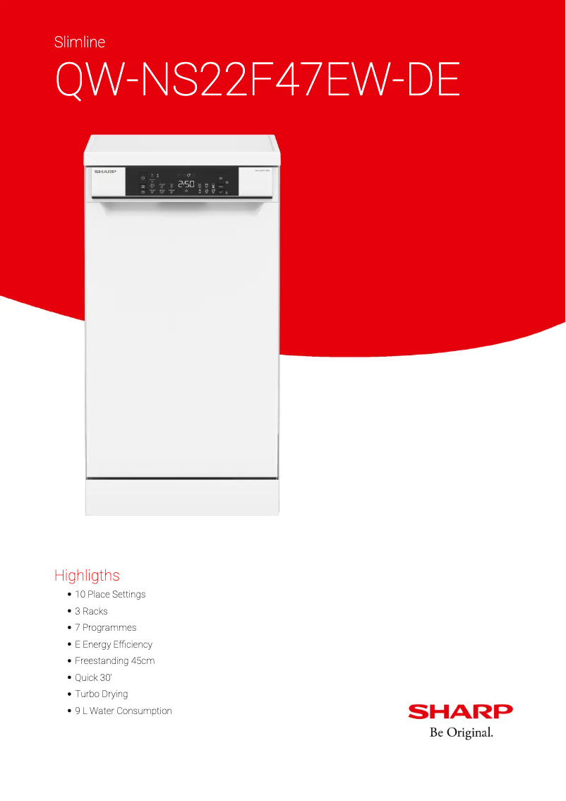 Page 1 de la notice Fiche technique Sharp QW-NS22F47EW-DE