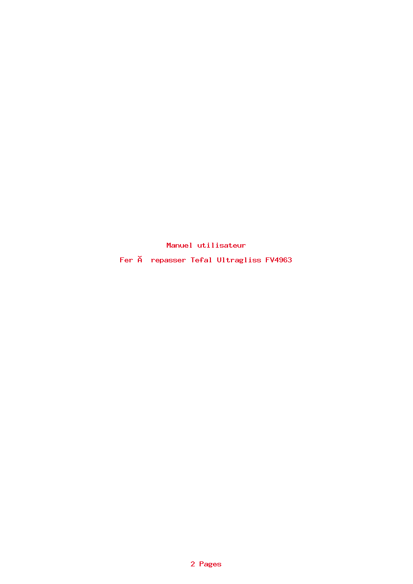 Page 1 de la notice Manuel utilisateur Tefal Ultragliss FV4963