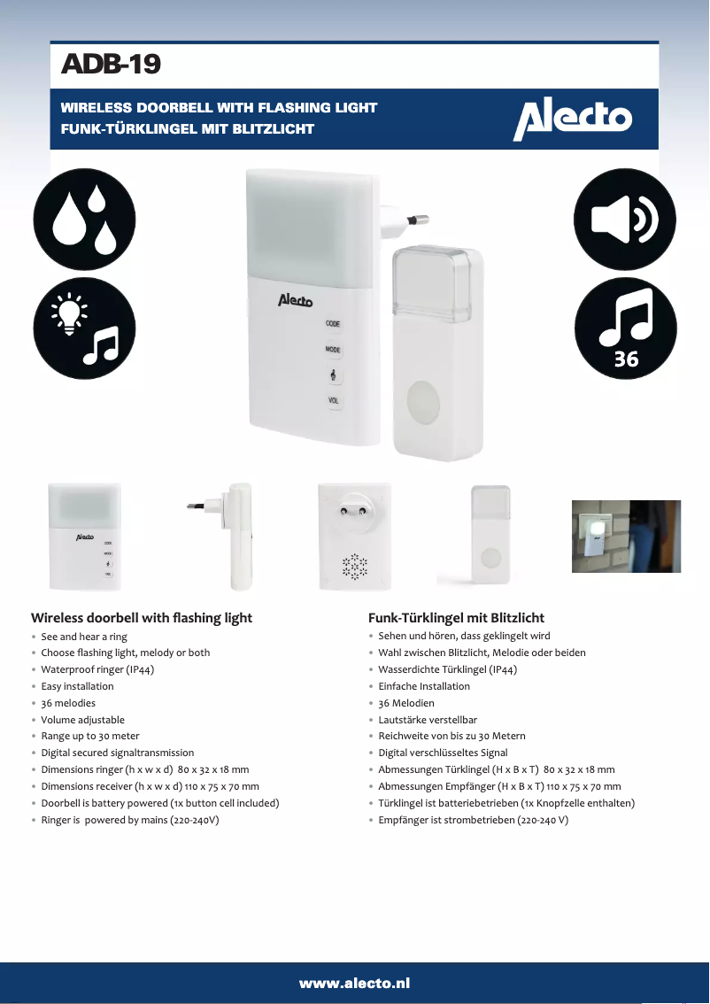 Page 1 de la notice Manuel utilisateur Alecto ADB-19
