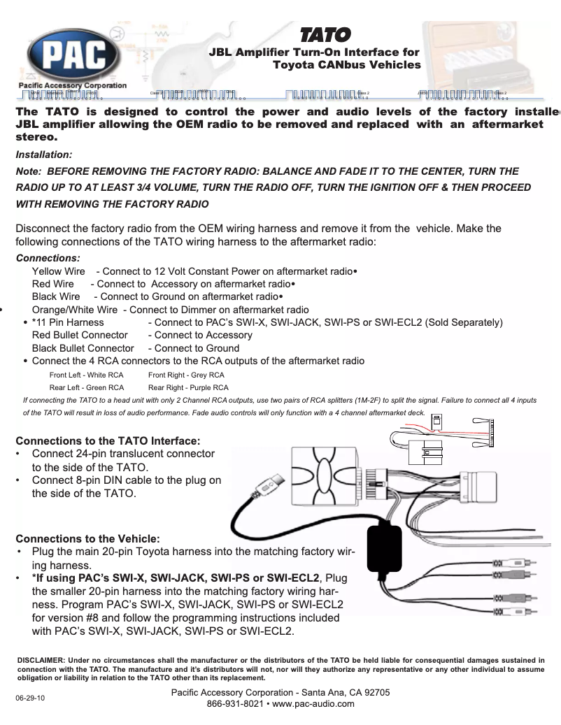 Page 1 de la notice Manuel utilisateur PAC TATO