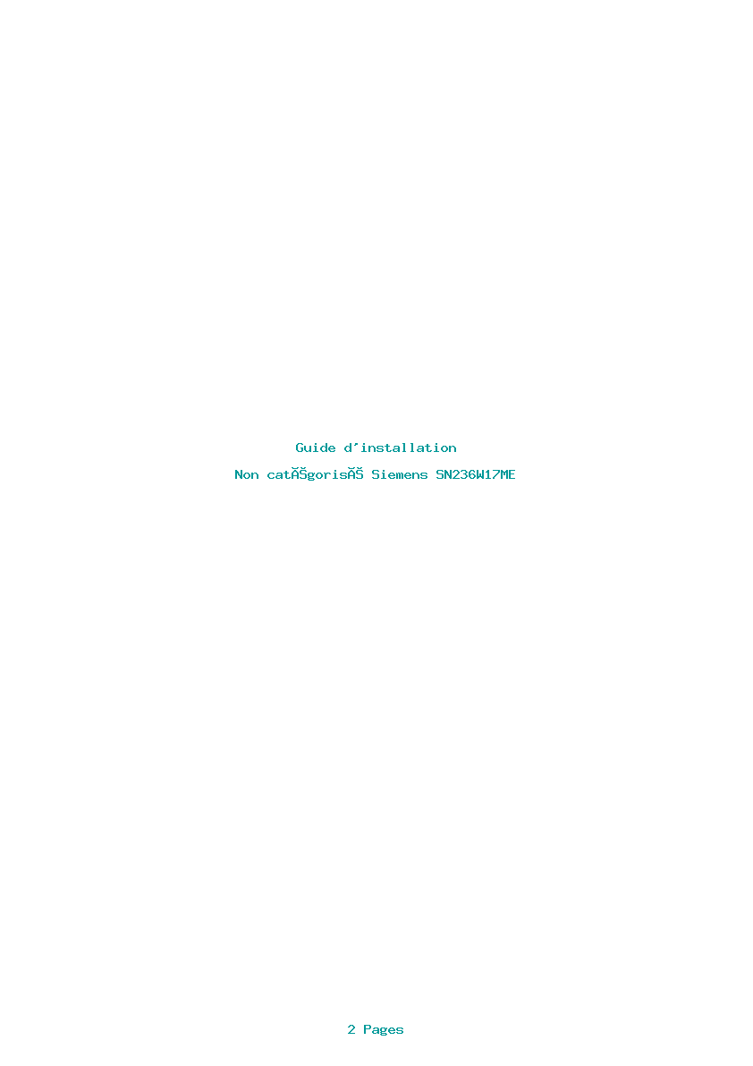 Page 1 de la notice Guide d'installation Siemens SN236W17ME