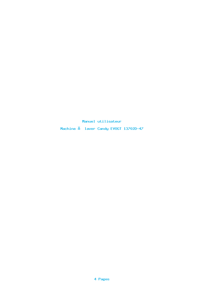 Page 1 de la notice Manuel utilisateur Candy EVOGT 13702D-47