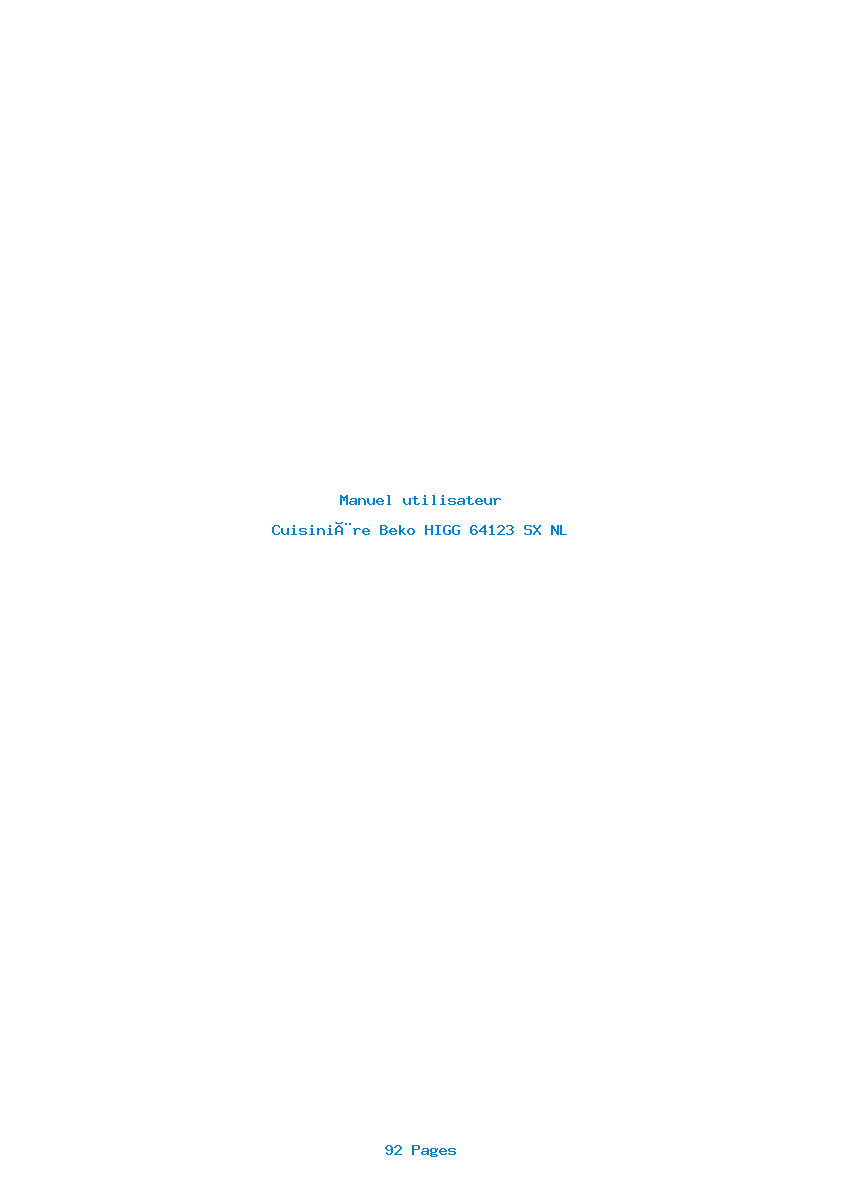 Page 1 de la notice Manuel utilisateur Beko HIGG 64123 SX NL