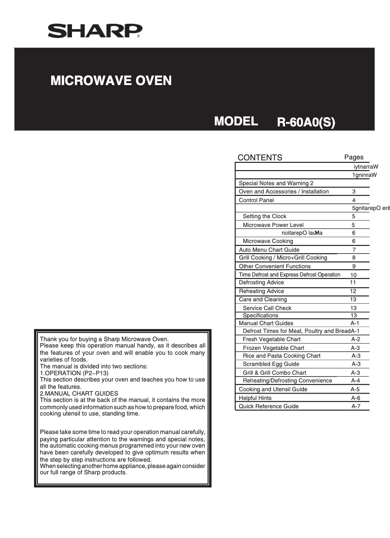 Página 1 del manual Manual de usuario Sharp R-60A0