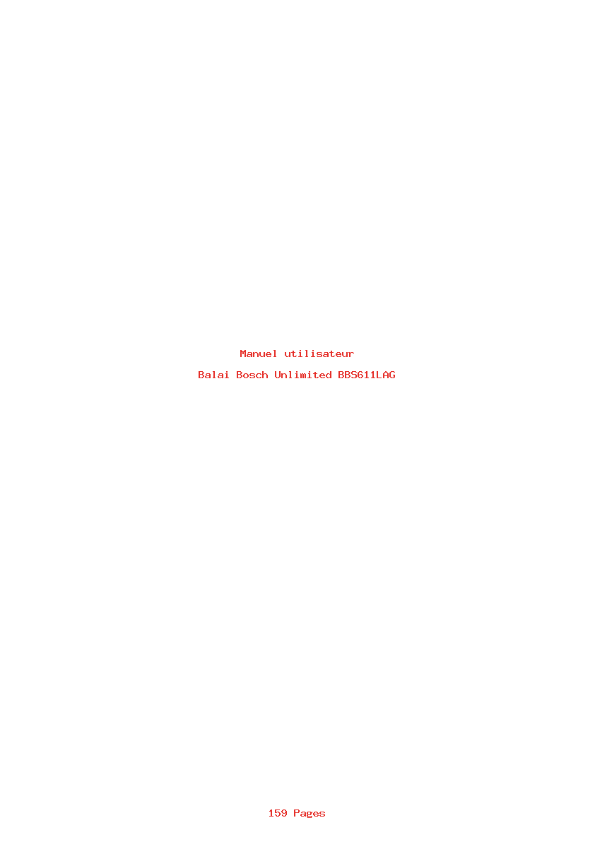 Page 1 de la notice Manuel utilisateur Bosch Unlimited BBS611LAG