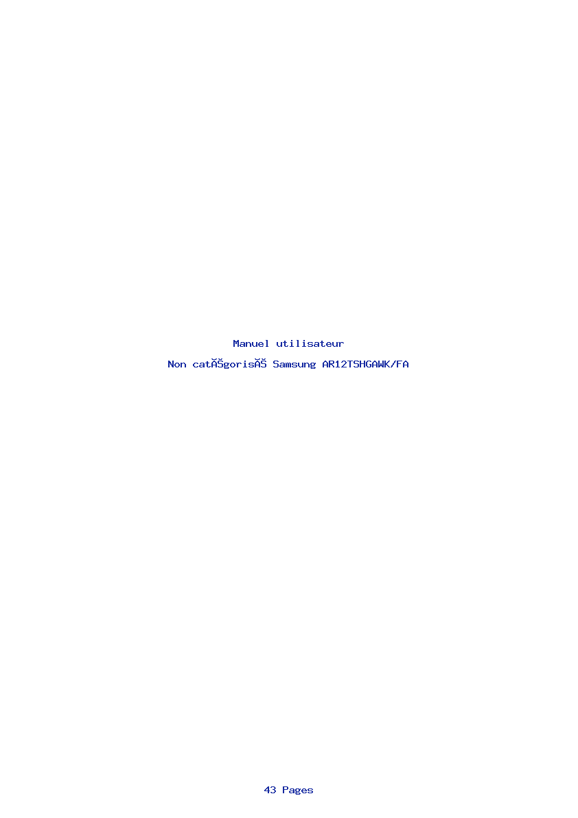Page 1 de la notice Manuel utilisateur Samsung AR12TSHGAWK/FA