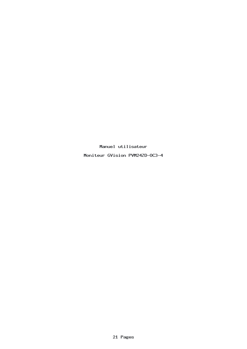 Page 1 de la notice Manuel utilisateur GVision PVM24ZD-OC3-4