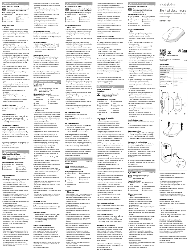 Page 1 de la notice Manuel utilisateur Nedis MSWS410 BK