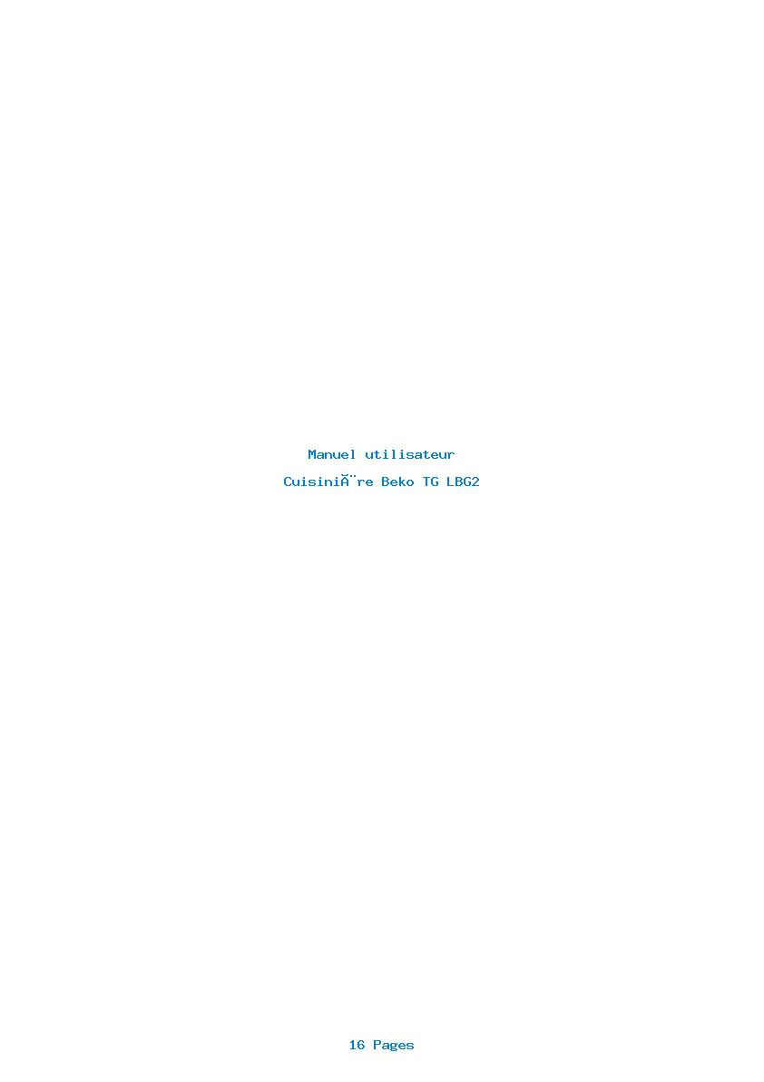 Page 1 de la notice Manuel utilisateur Beko TG LBG2