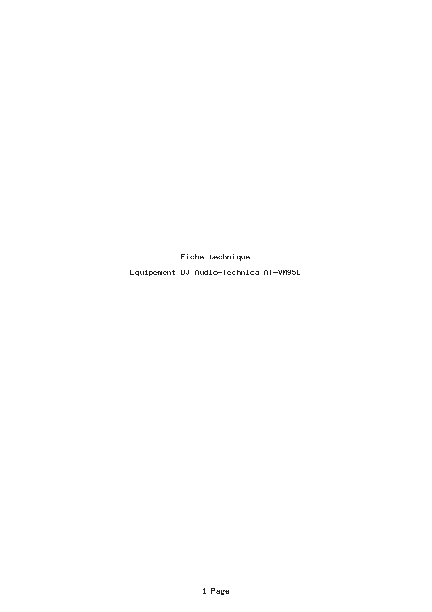 Page 1 de la notice Fiche technique Audio-Technica AT-VM95E
