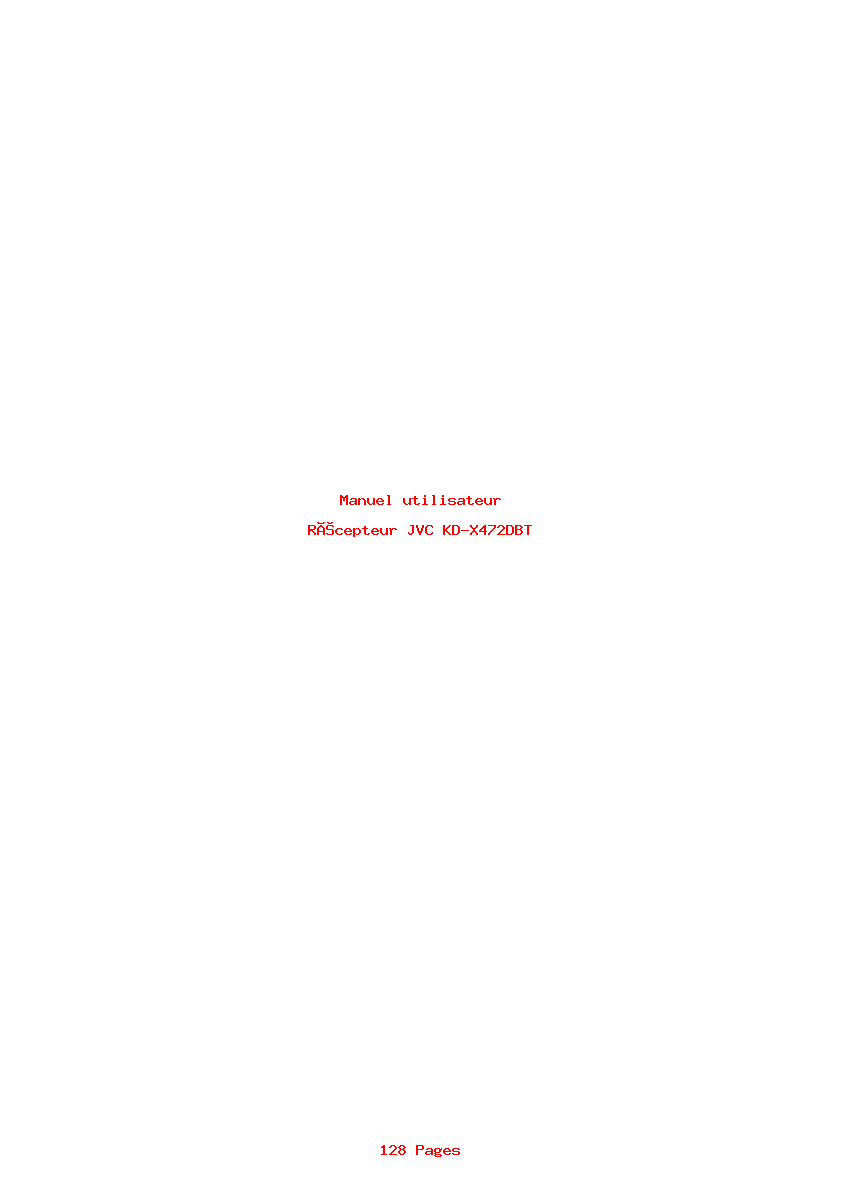 Page 1 de la notice Manuel utilisateur JVC KD-X472DBT