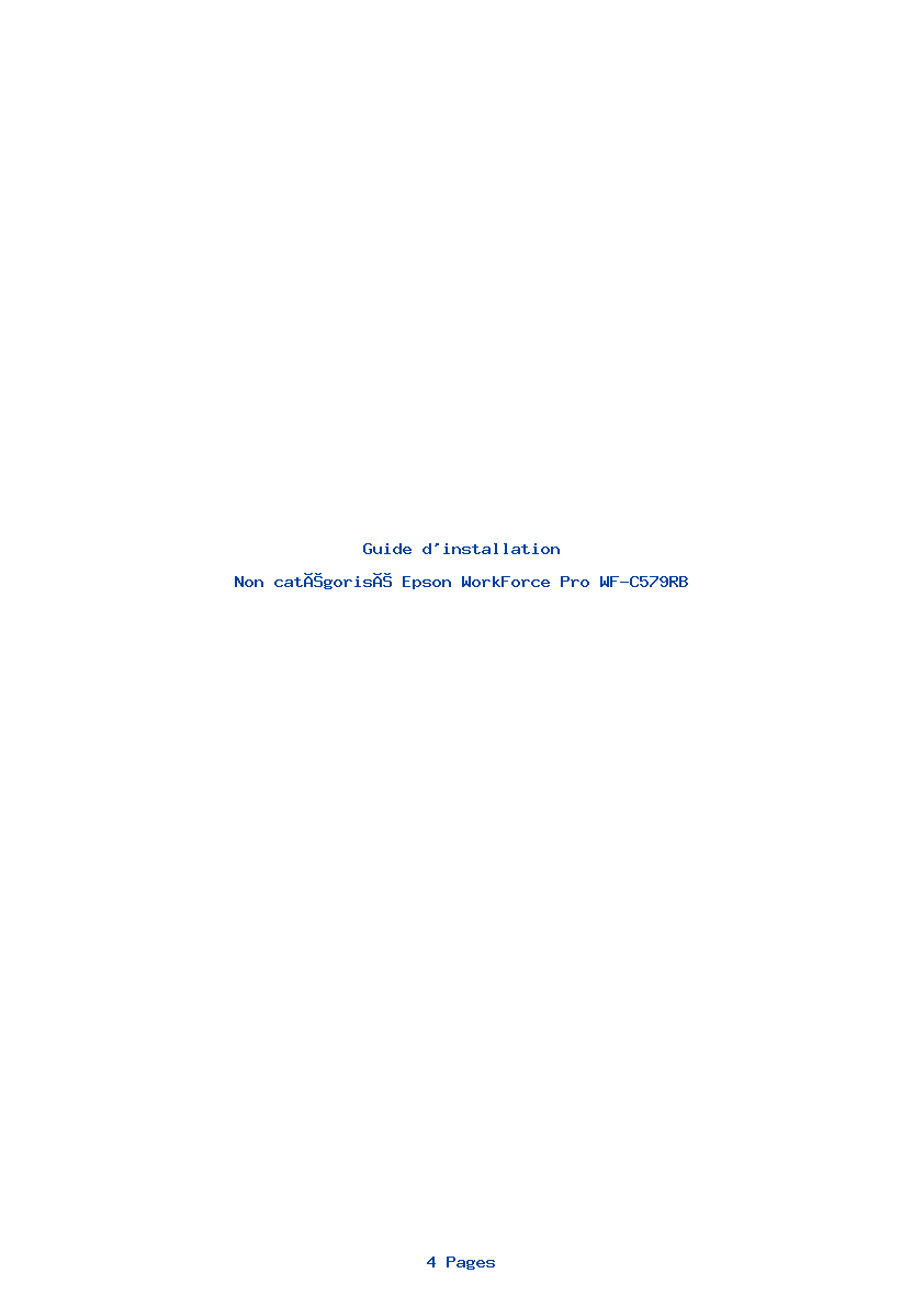 Page 1 de la notice Guide d'installation Epson WorkForce Pro WF-C579RB