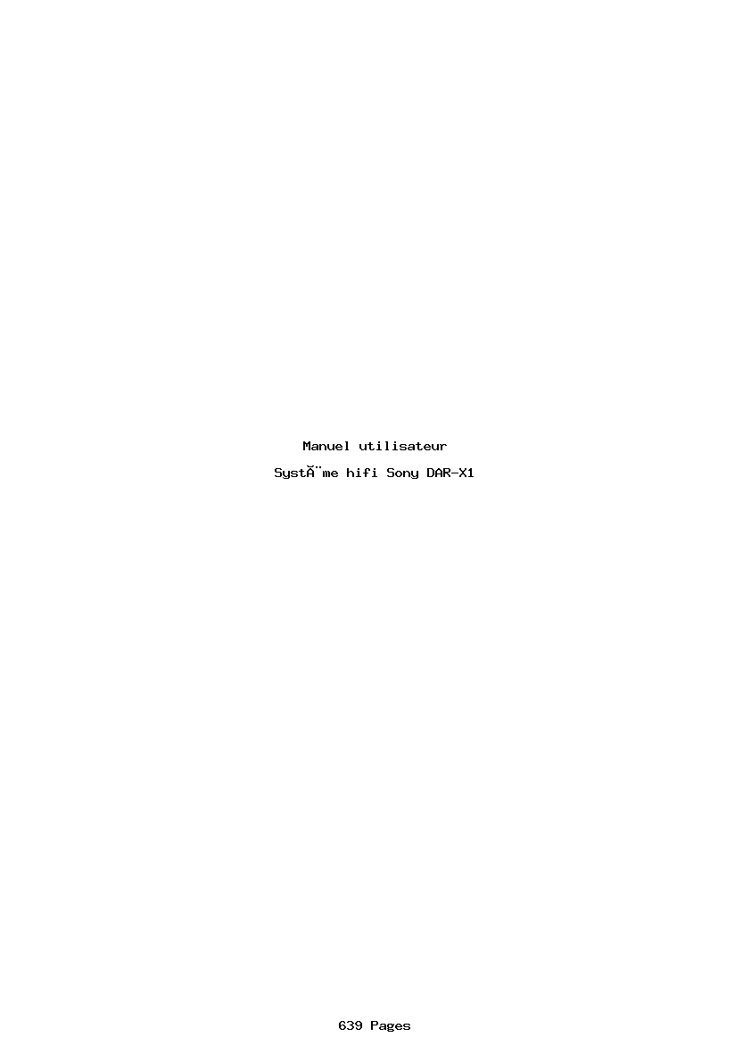 Page 1 de la notice Manuel utilisateur Sony DAR-X1