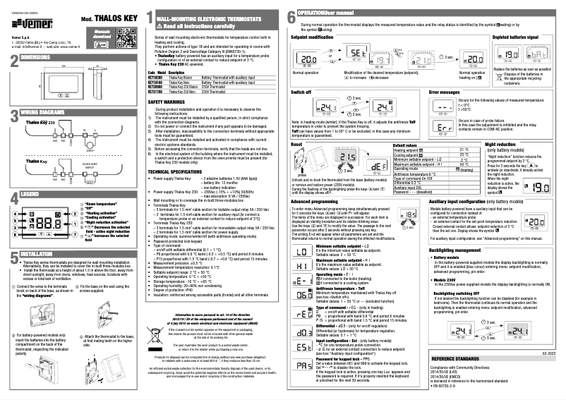 Page 1 de la notice Manuel utilisateur Vemer Thalos Key