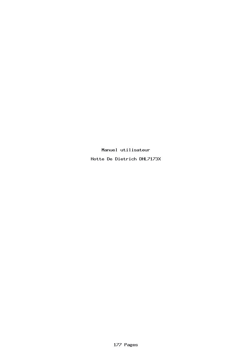 Page 1 de la notice Manuel utilisateur De Dietrich DHL7173X