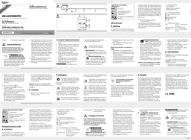 Page 1 de la notice Manuel utilisateur Melinera IAN 283553