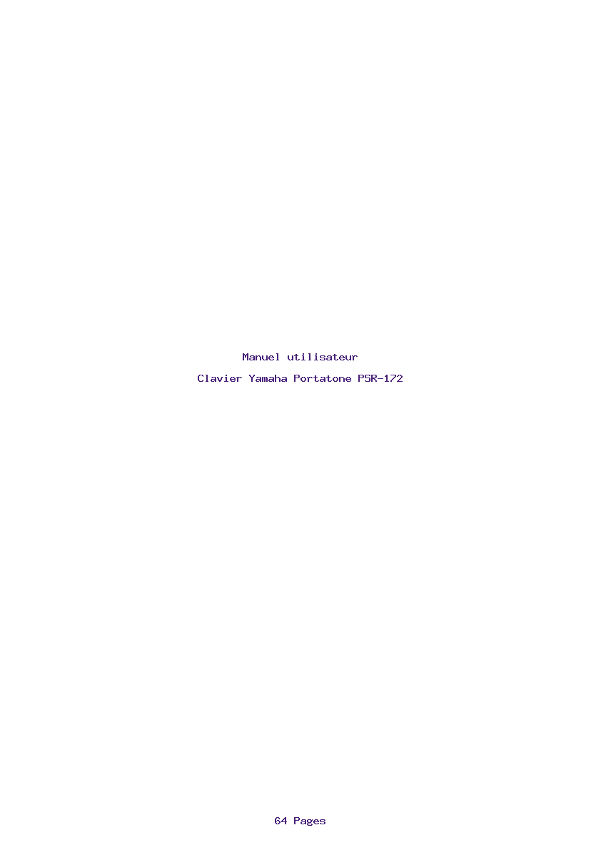 Page 1 de la notice Manuel utilisateur Yamaha Portatone PSR-172