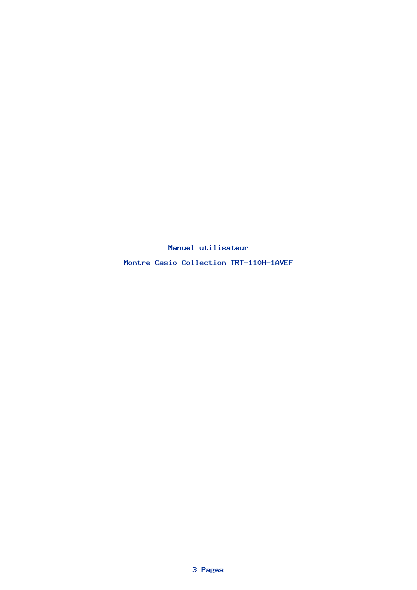 Page 1 de la notice Manuel utilisateur Casio Collection TRT-110H-1AVEF