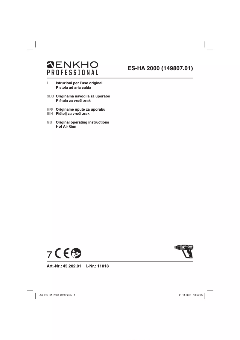 Page 1 de la notice Manuel utilisateur ENKHO professional ES-HA 2000