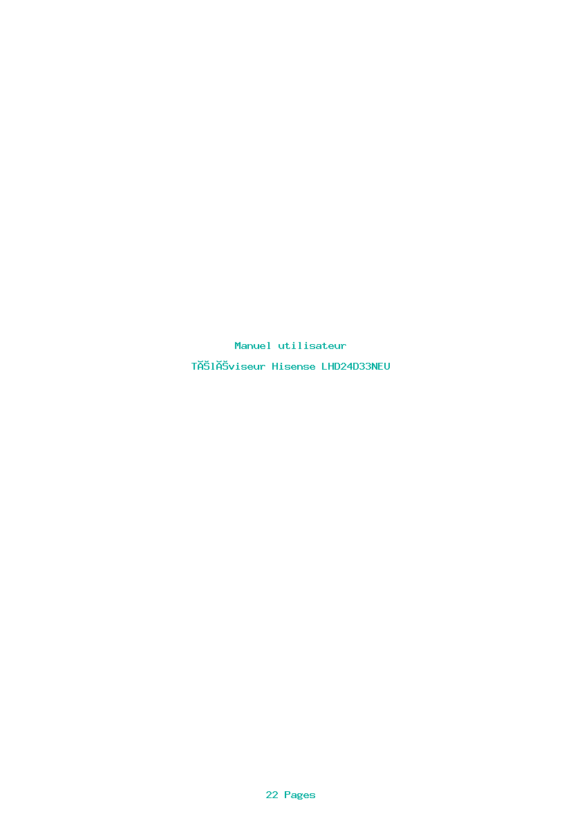 Page 1 de la notice Manuel utilisateur Hisense LHD24D33NEU