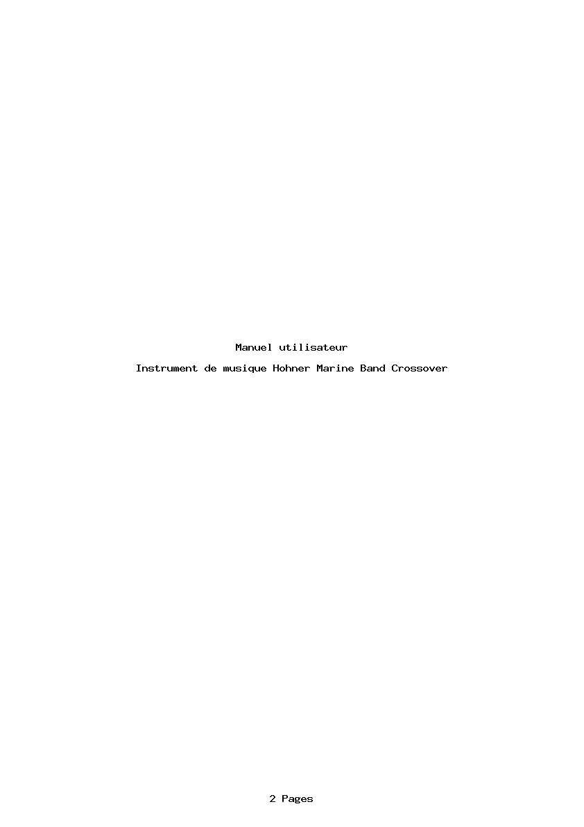 Page 1 de la notice Manuel utilisateur Hohner Marine Band Crossover