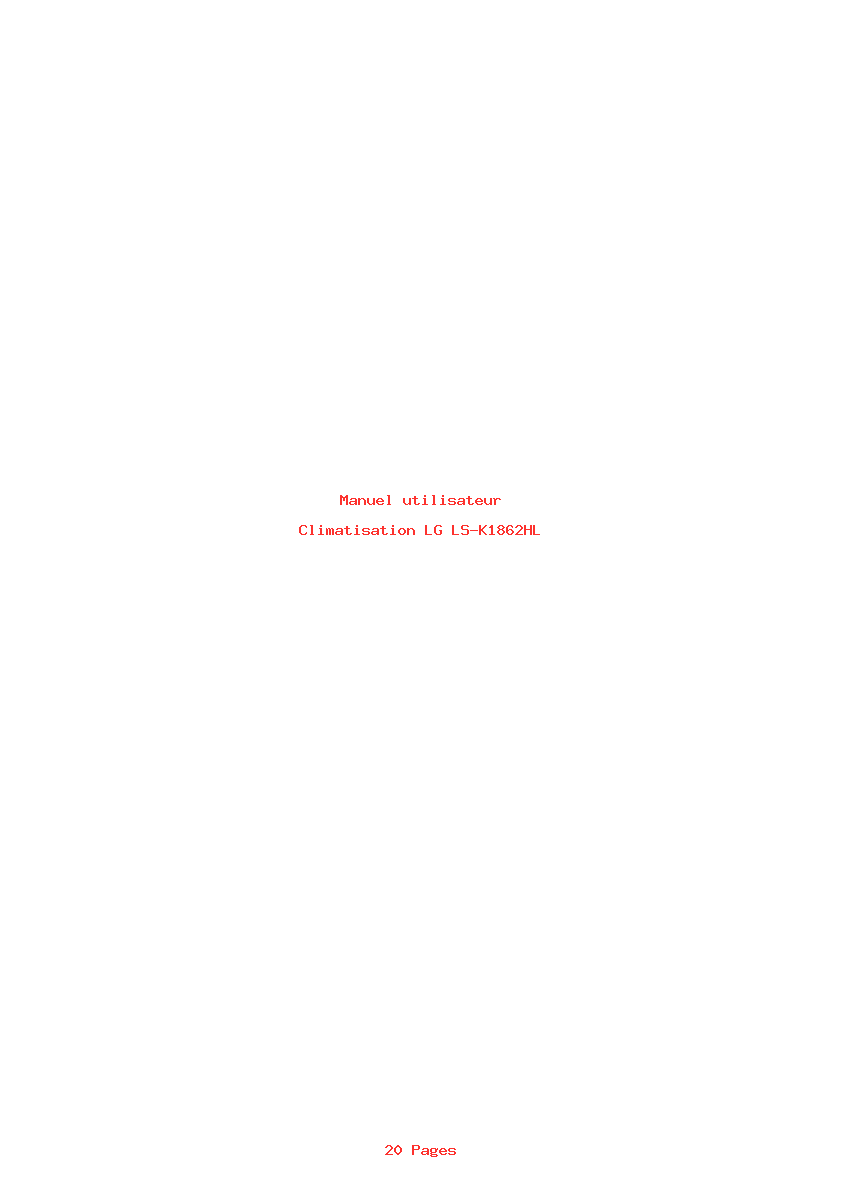 Page 1 de la notice Manuel utilisateur LG LS-K1862HL