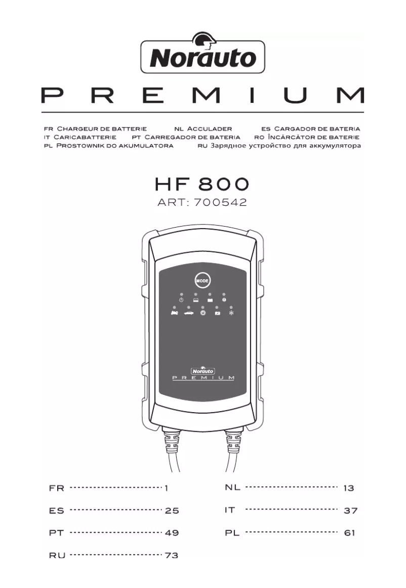 Page 1 de la notice Manuel utilisateur Norauto HF 800