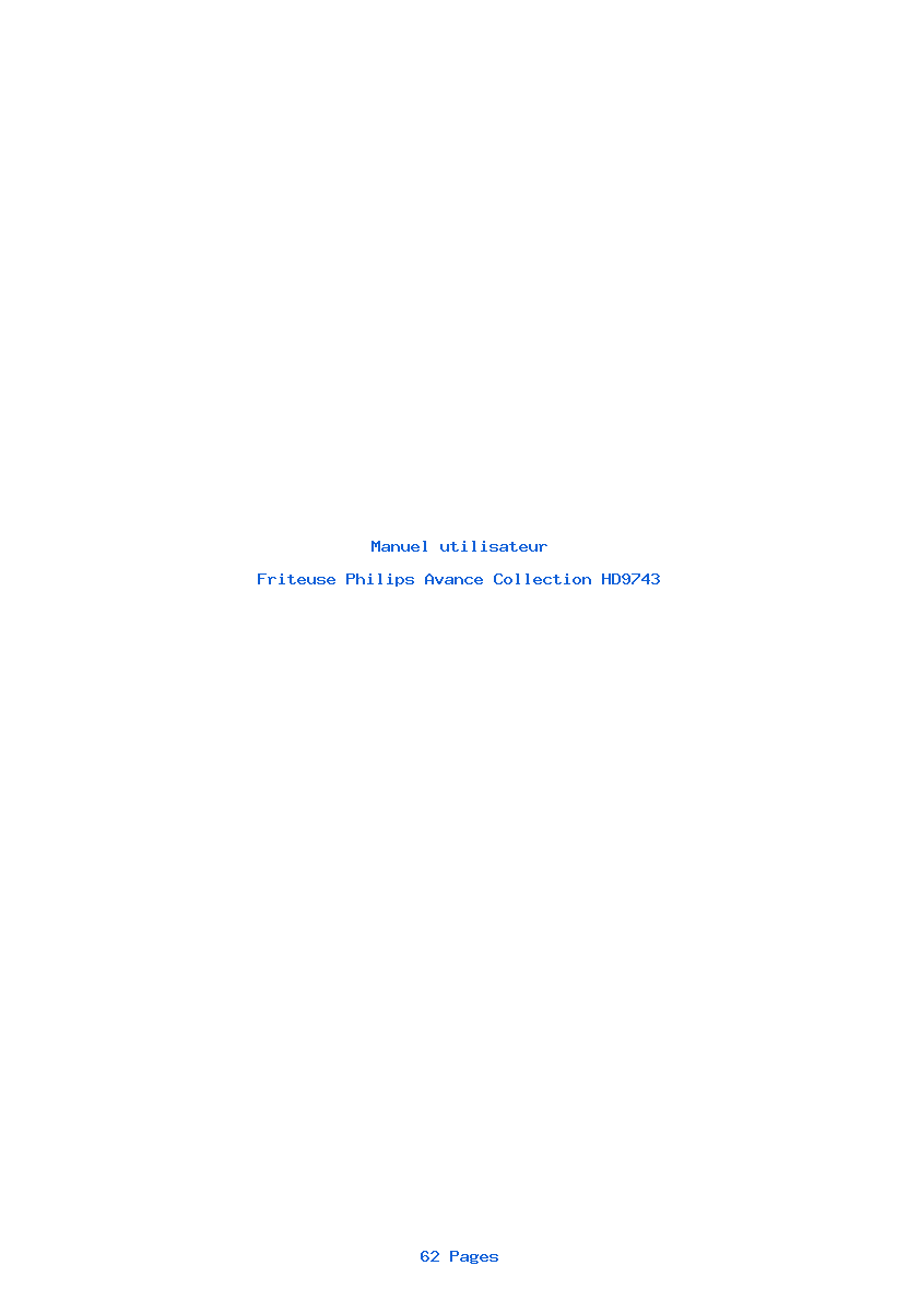 Page 1 de la notice Manuel utilisateur Philips Avance Collection HD9743