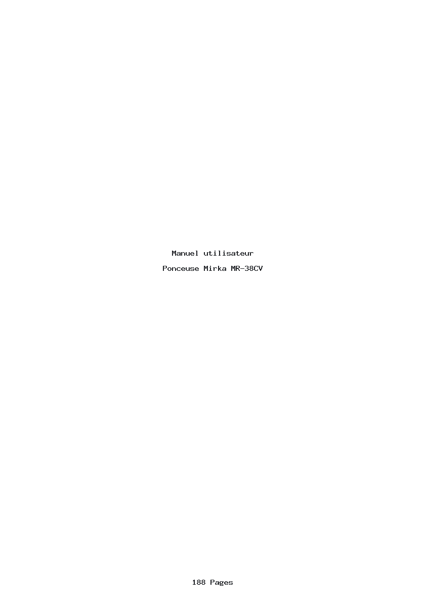Page 1 de la notice Manuel utilisateur Mirka MR-38CV