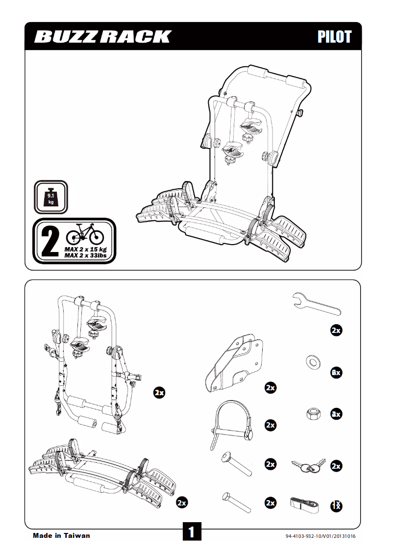 Page 1 de la notice Manuel utilisateur Buzz Rack Pilot