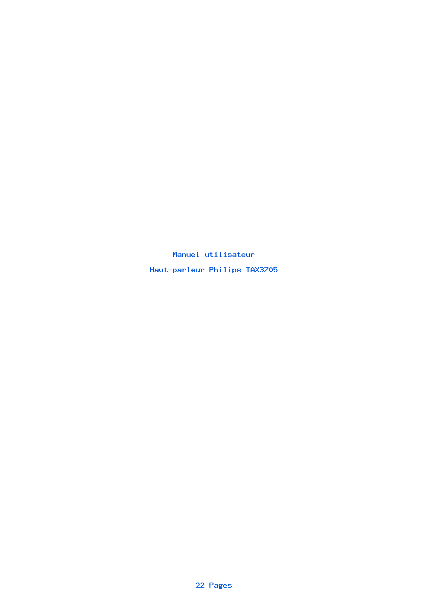 Page 1 de la notice Manuel utilisateur Philips TAX3705